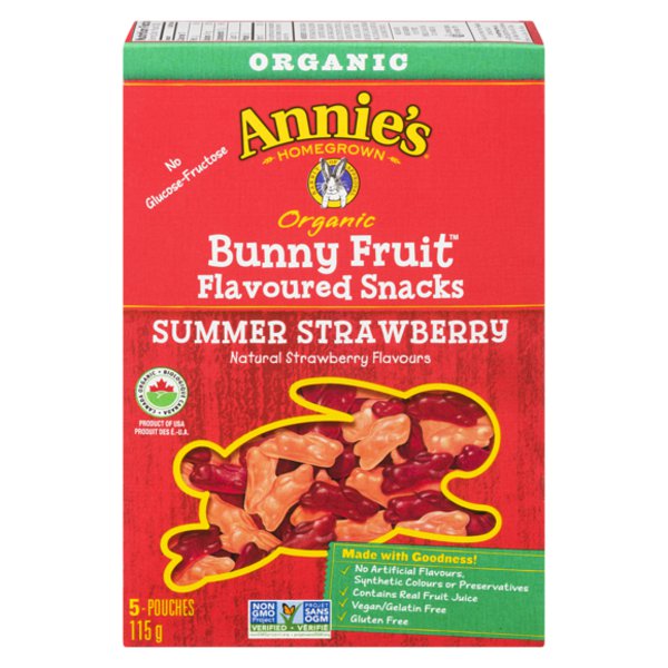 Annie's Homegrown Organic Bunny Fruit Flavoured Snacks Summer Strawberry