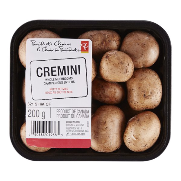 Presidents Choice Whole Cremini Mushroom