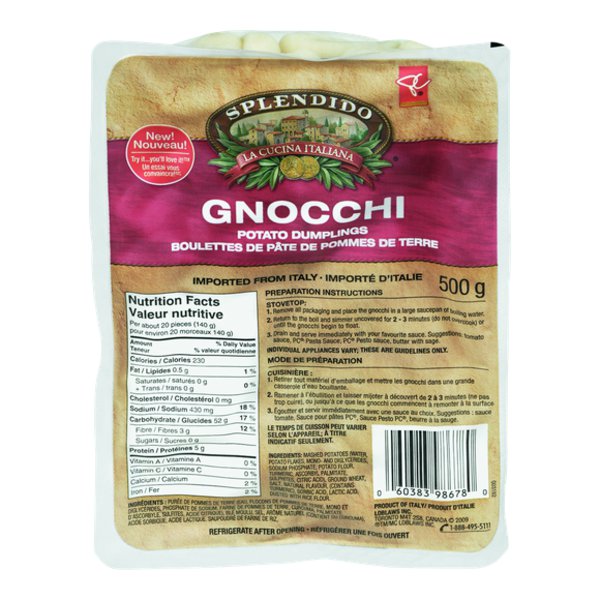 Presidents Choice Splendido Gnocchi Potato Dumplings