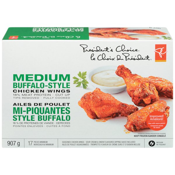 Presidents Choice Medium Buffalo Style Chicken Wings With Sauce