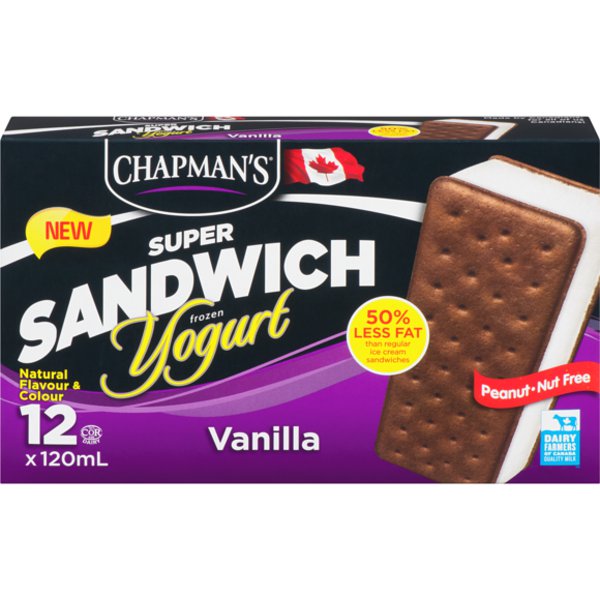 Chapmans Super Vanilla Sandwich Frozen Yogurt