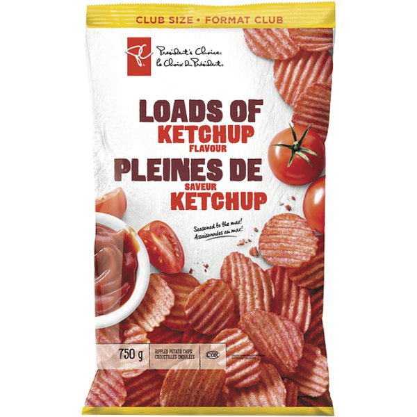 President's Choice Loads of Ketchup Flavor Rippled Potato Chips