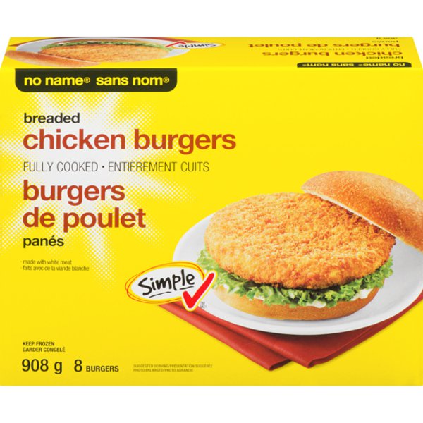 No Name Fully Cooked Chicken Burger