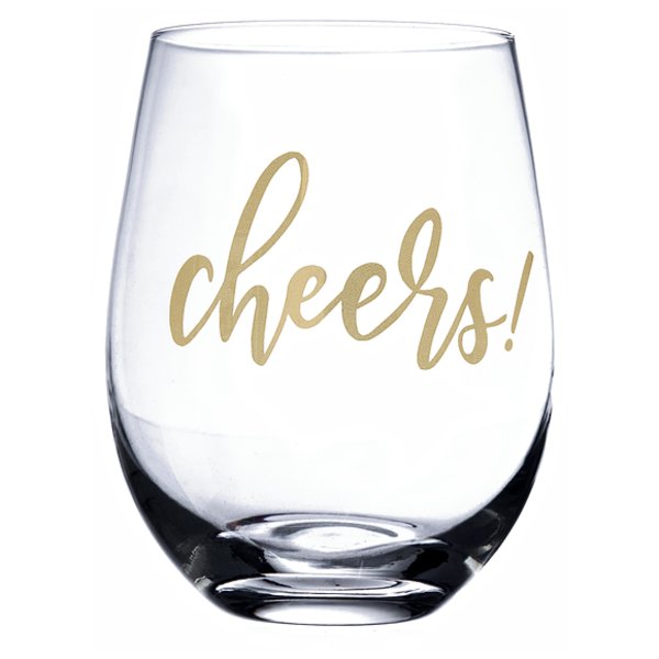 Presidents Choice Assorted Stemless Glass With Gold Decal