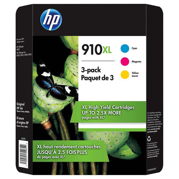 HP 910XL Cyan, Magenta & Yellow Ink Cartridges
