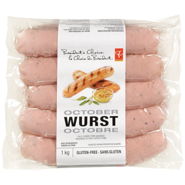 Presidents Choice Wurst Fully Cooked Pork Sausages