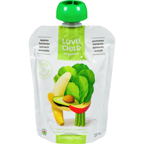 Love Child Organics Super Blends Apples, Bananas, Spinach & Avocado Baby Puree