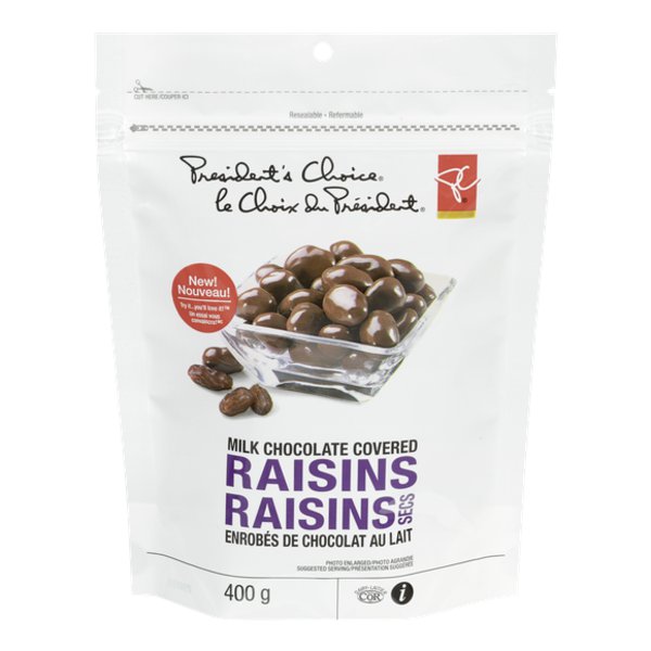 Presidents Choice Milk Chocolate Covered Raisins