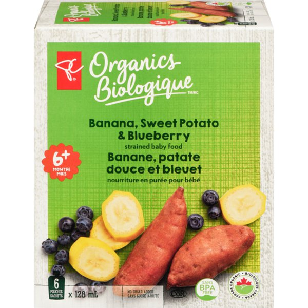 PC Organics Banana, Sweet Potato & Blueberry Strained Baby Food