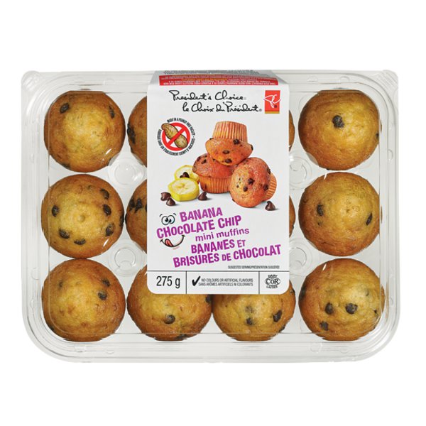 Presidents Choice Mini Muffins Banana Chocolate Chips