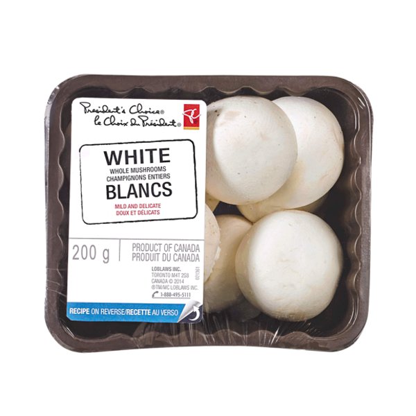 Presidents Choice Regular White Whole Mushrooms