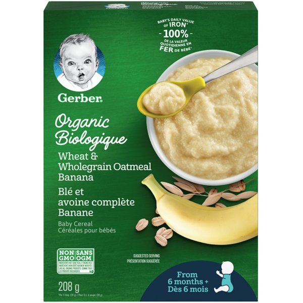Gerber Organic Wheat & Whole Oat Banana Cereal for Babies