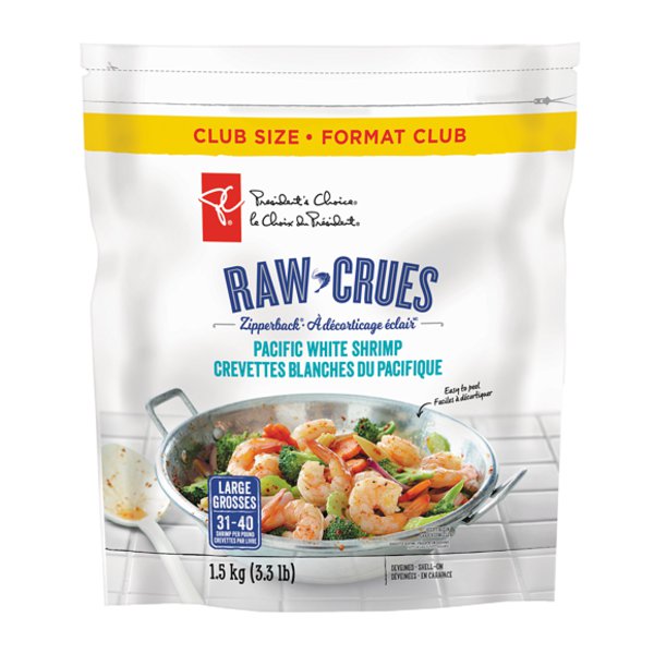 Presidents Choice Pacific White Shrimp cooked and peeled