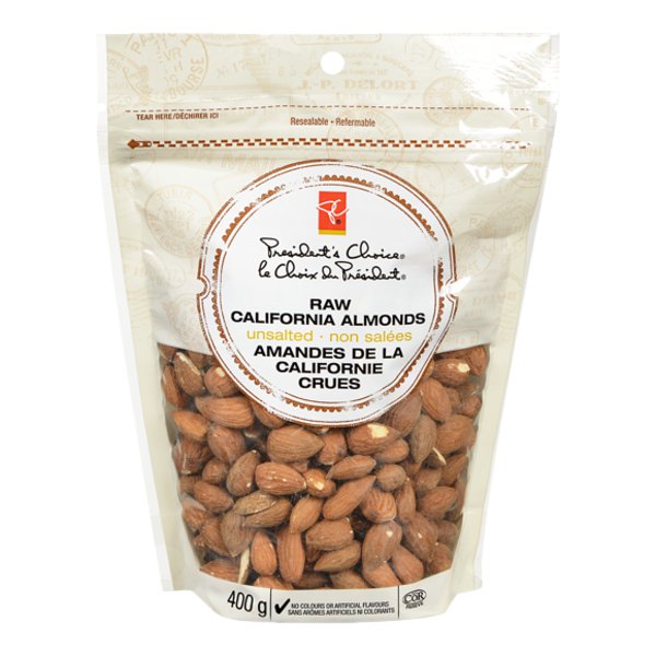 President's Choice Unsalted Raw California Almonds