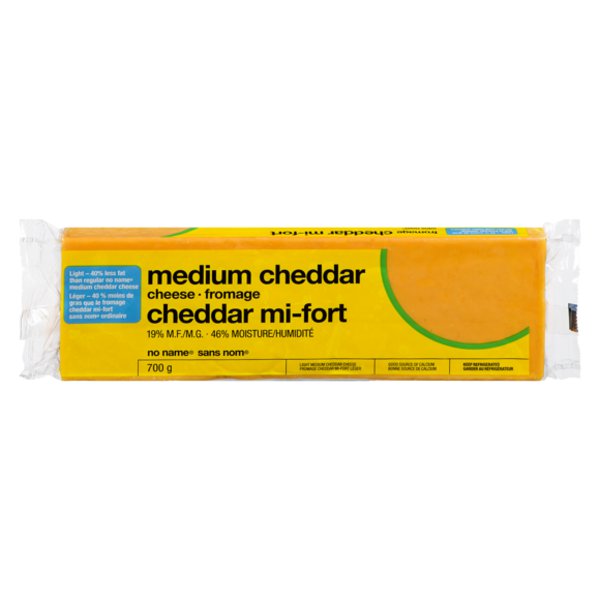 No Name Medium Light Cheddar Cheese Bar