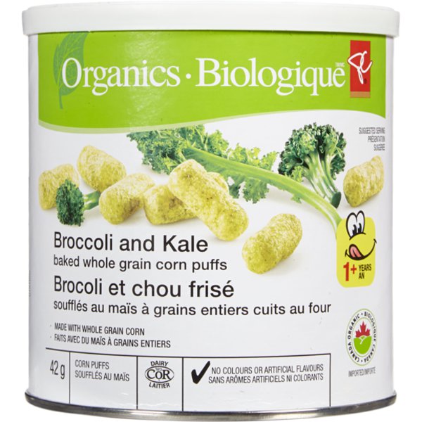 Presidents Choice Organics Broccoli & Kale Baked Whole Grain Corn Puffs