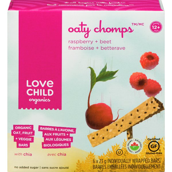 Love Child Organics Oaty Chomps Raspberry & Beet Bars