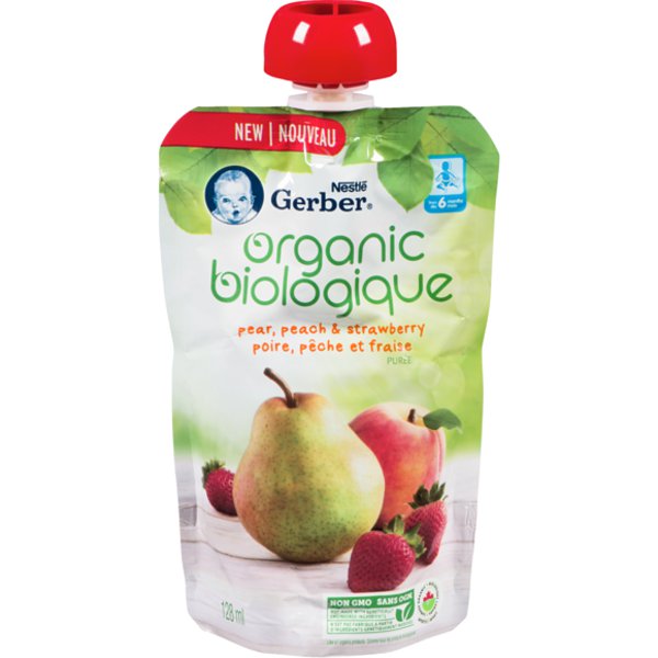 Gerber Pear, Peach & Strawberry Organic Puree Baby Food