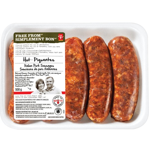 Presidents Choice Free From Hot Italian Pork Sausages