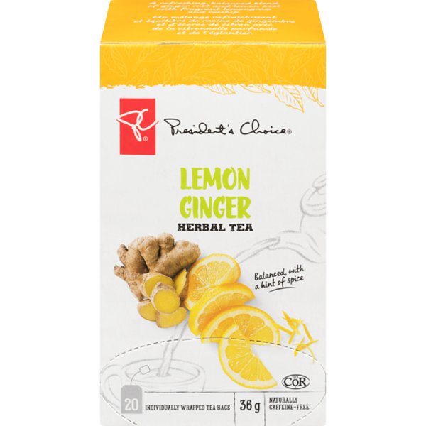 President's Choice Lemon Ginger Herbal Tea Bags