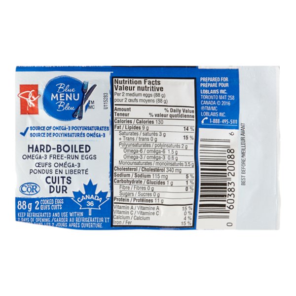Presidents Choice Hbp Blue Menu Omega-3 Eggs