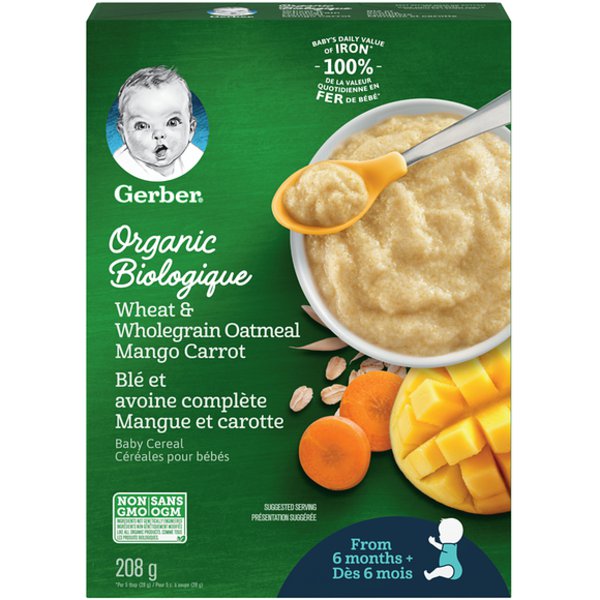 Gerber Organic Wheat & Wholegrain Oat Mango Carrot Baby Cereal