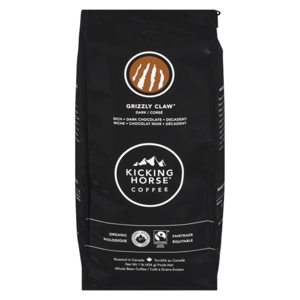 Kicking Horse Coffee Organic Grizzly Claw Dark Roast Whole Bean Coffee