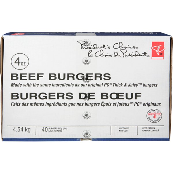 Presidents Choice Thick & Juicy Burger