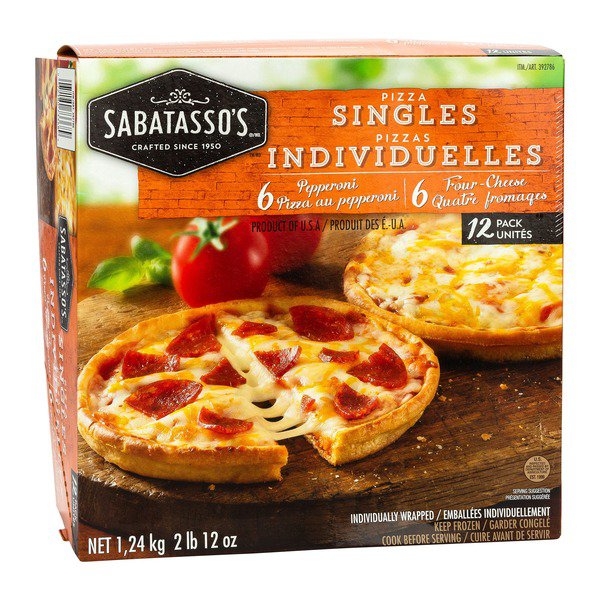 Sabatasso's Frozen Pepperoni and Four-Cheese Pizza Singles
