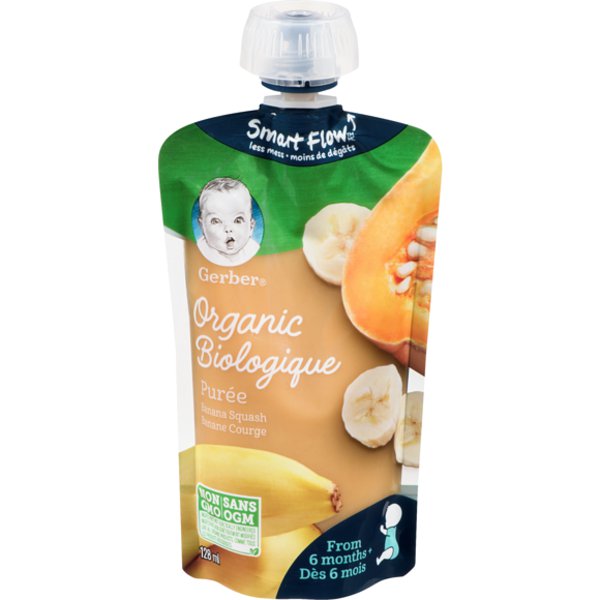 Gerber Organic Banana Squash Puree Baby Food