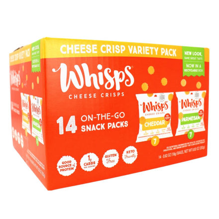 Whisps Snack Pack, Parmesan & Cheddar, 14 bags